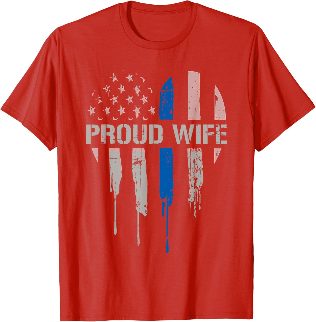 Police Wife Thin Blue Line Law Enforcement Support Family T-Shirt - Red