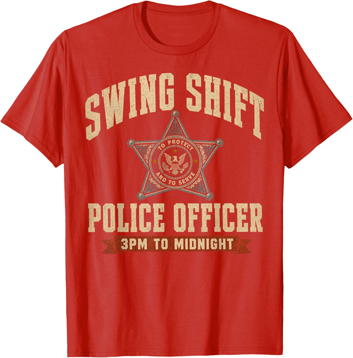 Swing Shift Police Officer 3PM to Midnight T-Shirt - Red