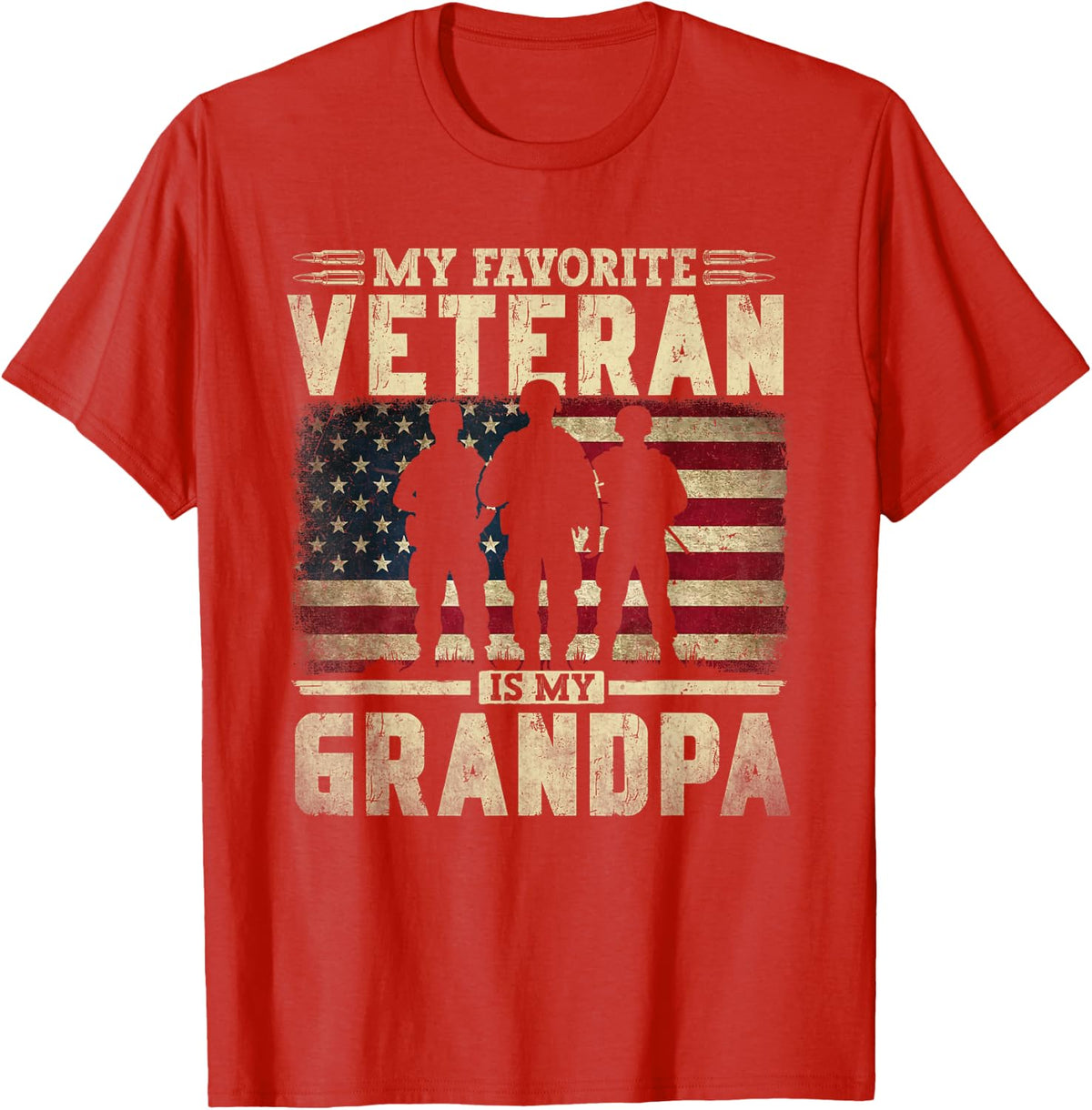 Father's Day Veterans Day My Favorite Veteran Is My Grandpa T-Shirt - Red