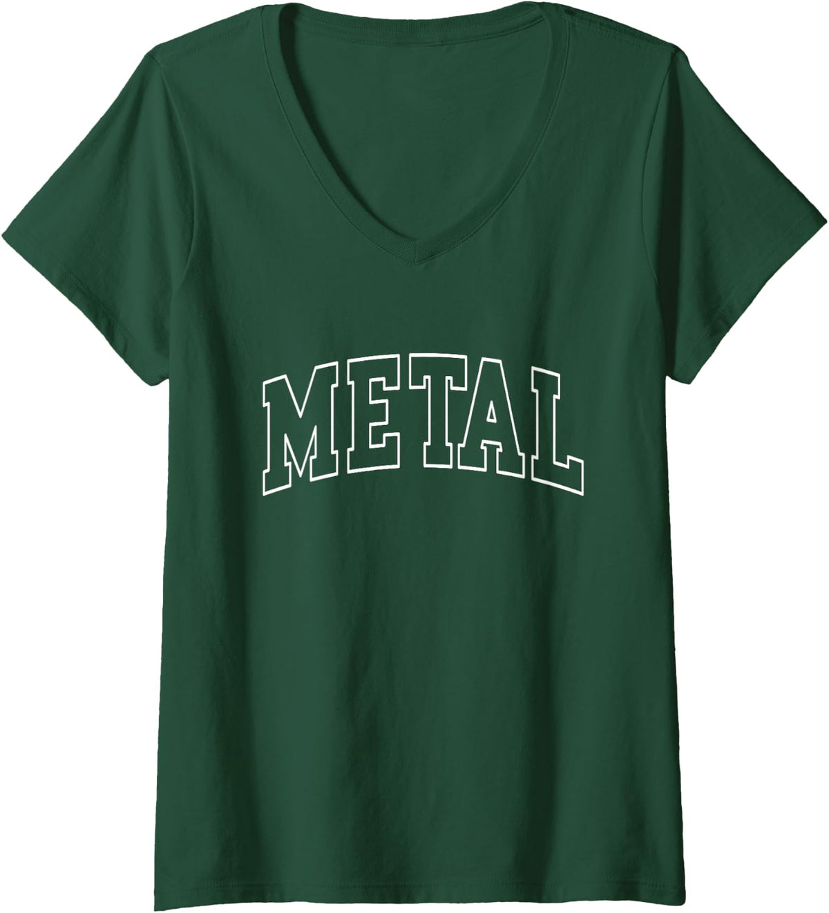 Womens Metal Varsity College University School Campus V-Neck T-Shirt - Dark Green