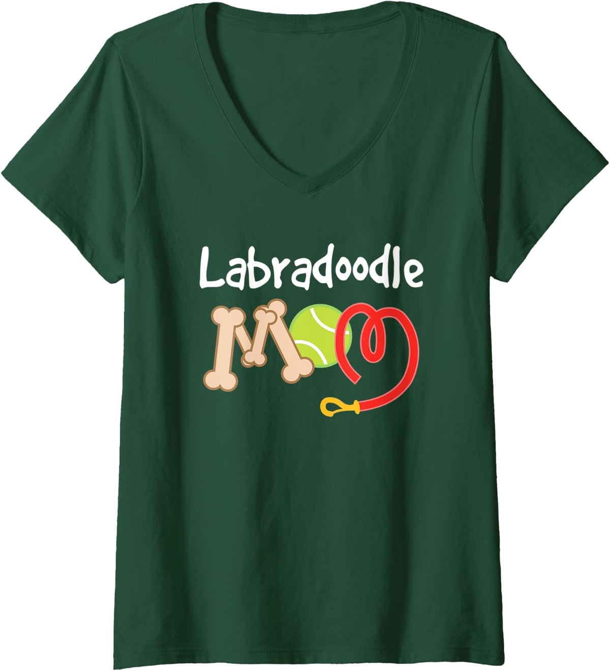 Womens Labradoodle Mom Dog Owner Gift V-Neck T-Shirt - Dark Green