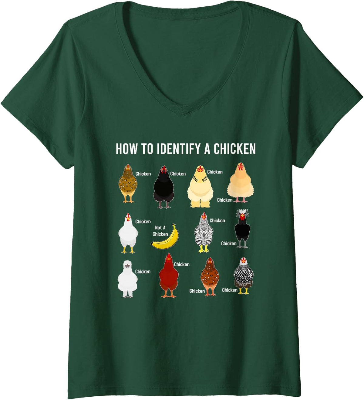 Women's How to Identify A Chicken Funny Chicken Lover V-Neck T-Shirt - Dark Green
