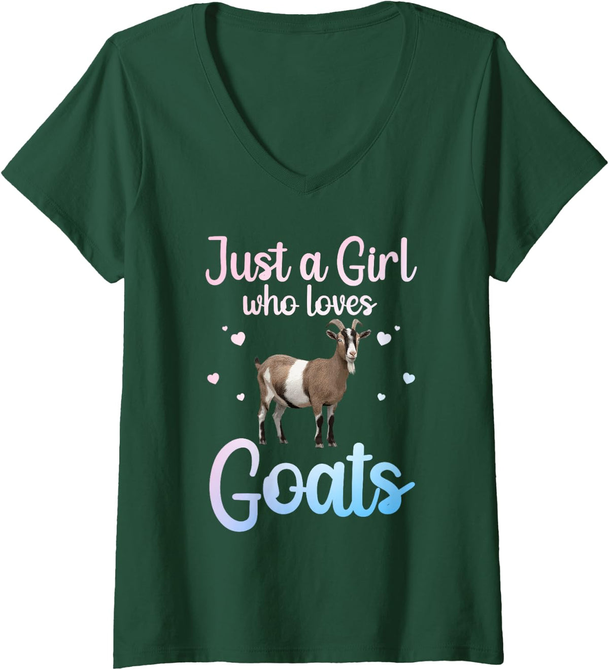 Women's Goat Design for Women Girls Pygmy Goat Farmer Goat Lover V-Neck T-Shirt - Dark Green