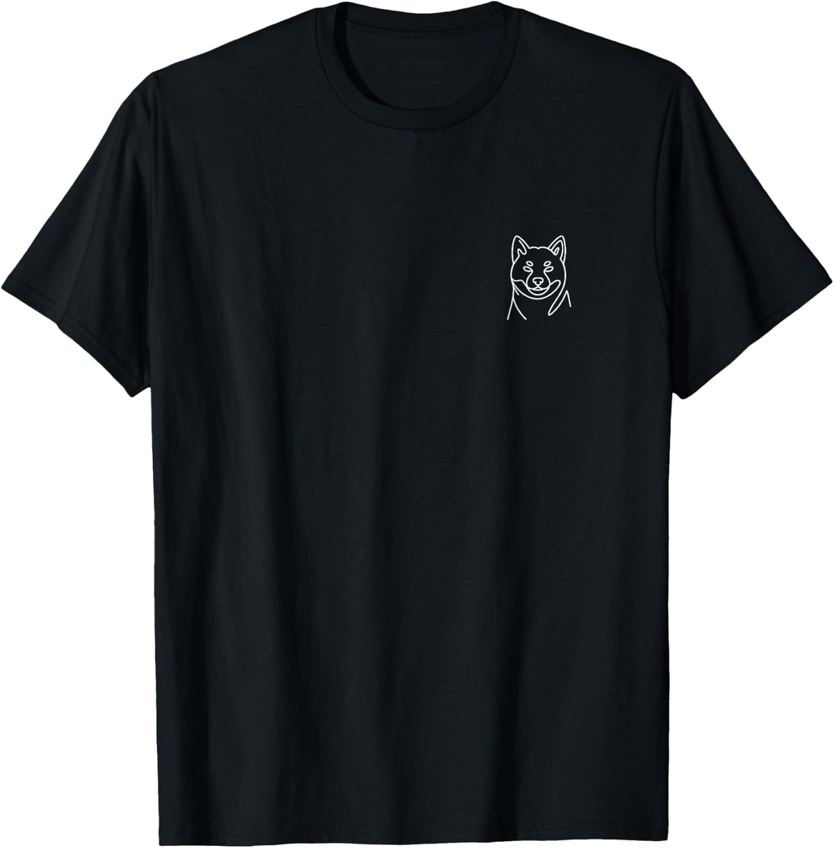 Shiba Inu Minimalist Badge Patch Line Art T-Shirt - Black