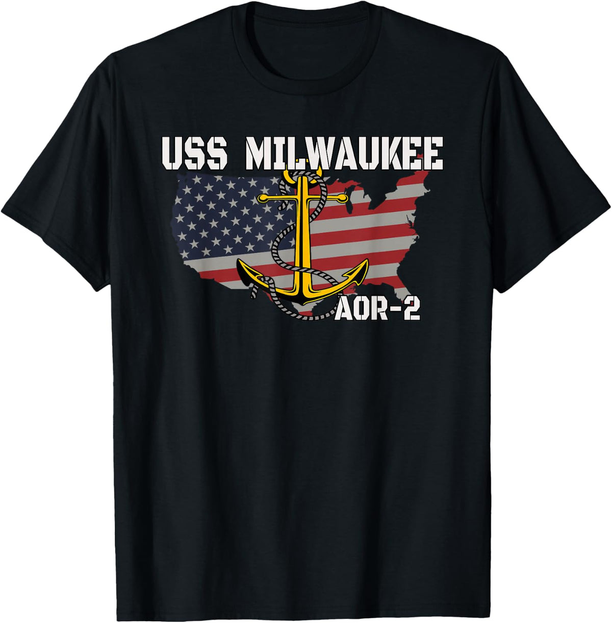 USS Milwaukee AOR-2 Replenishment Oiler Ship Veterans Day T-Shirt - Black