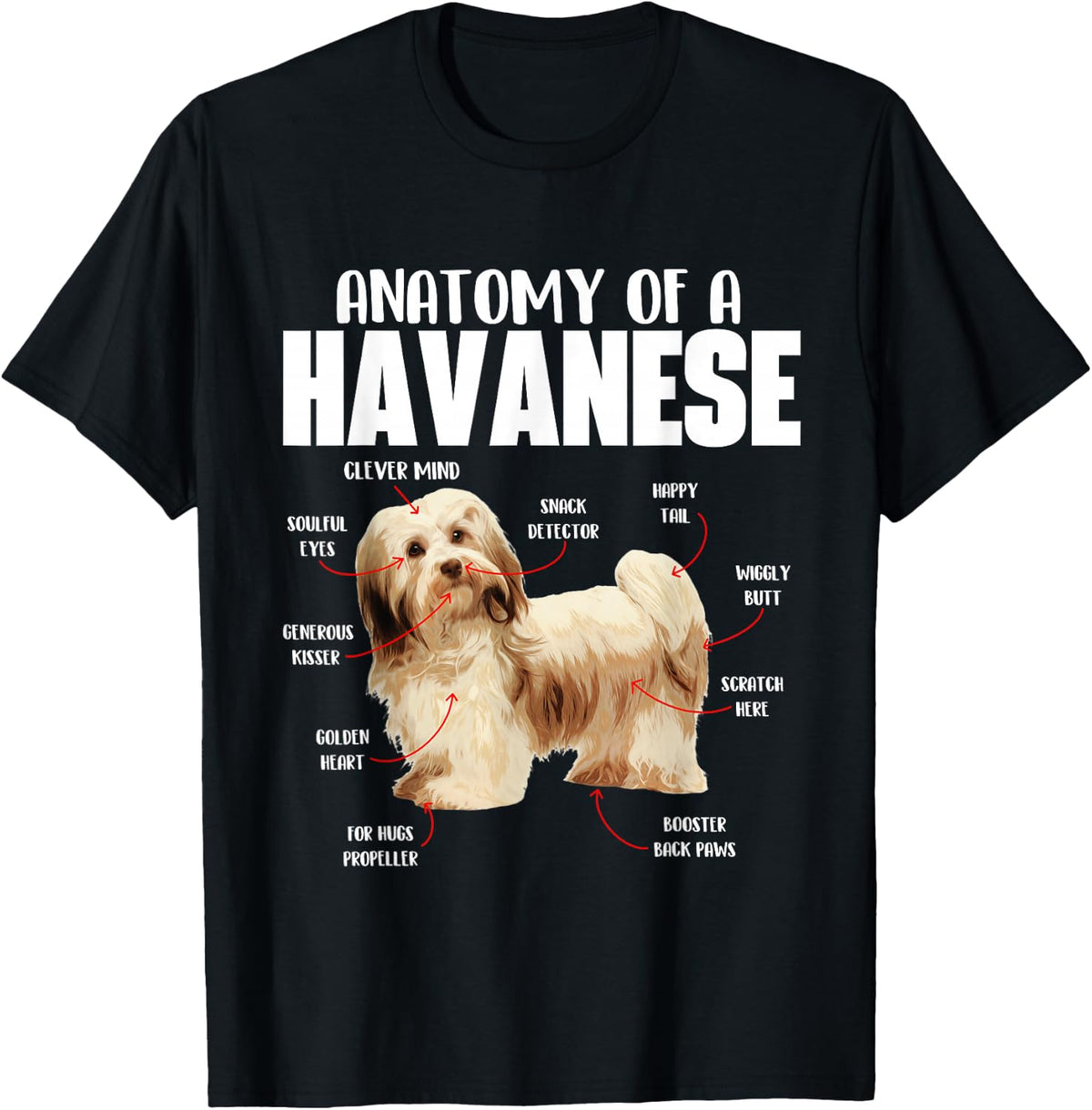 Anatomy of A Havanese - Cuban Havaneser Havanezer T-Shirt Small - Black