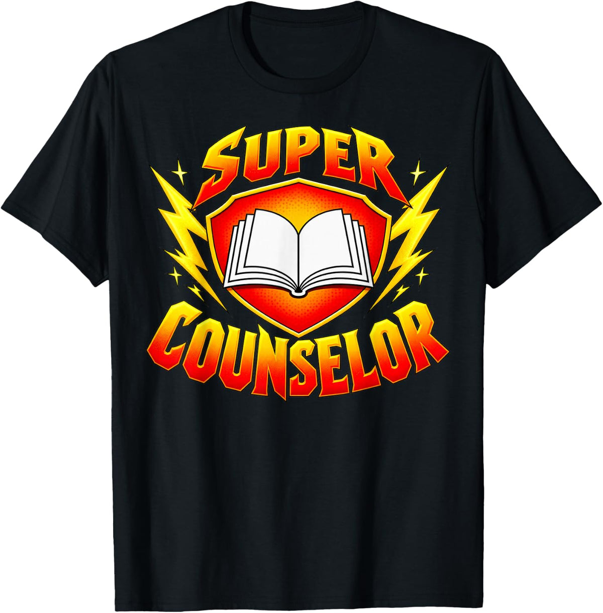 Super Counselor Superhero Shield Back to School Tees T-Shirt - Black