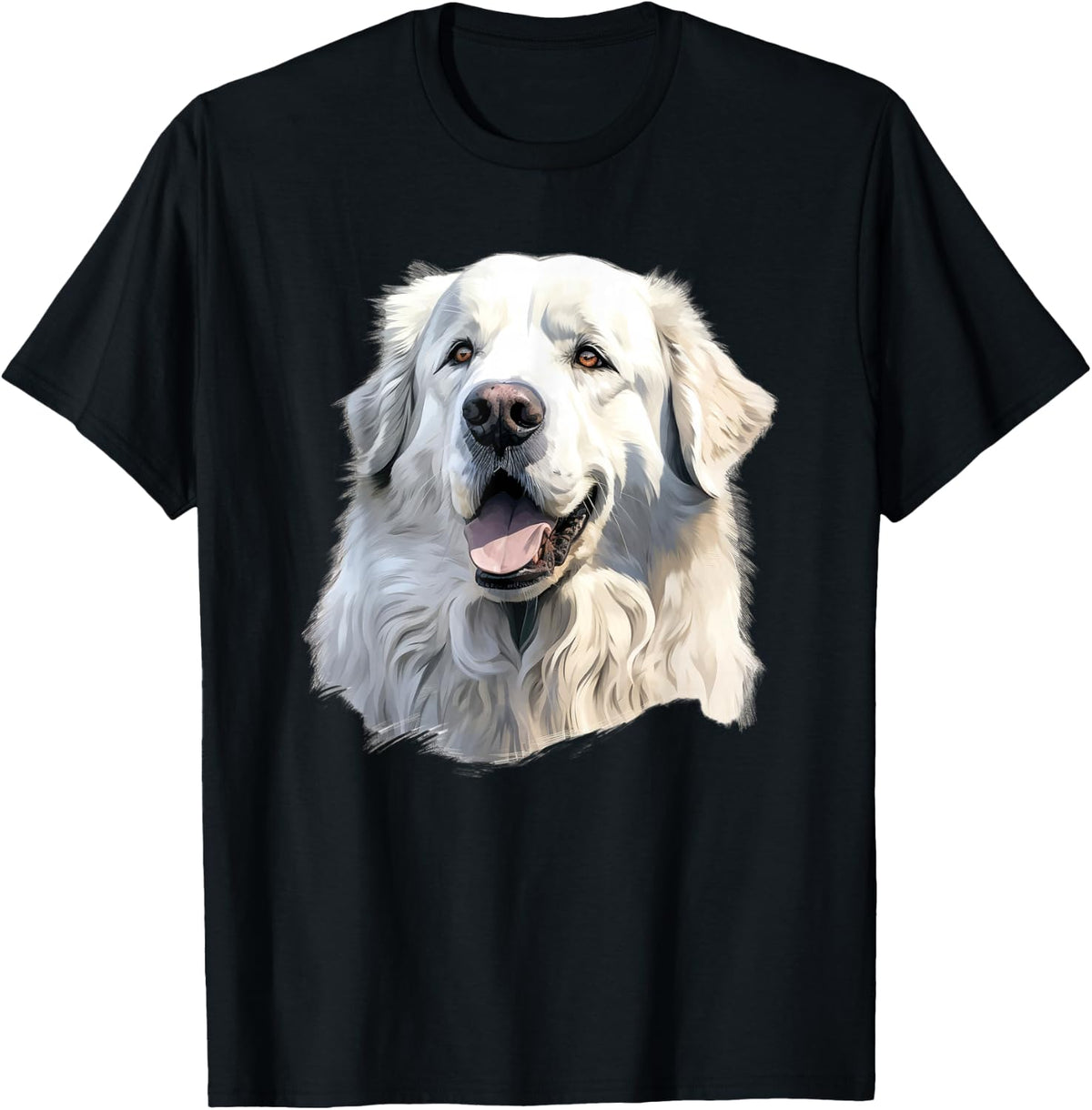 Great Pyrenees Dog Portrait T-Shirt - Black