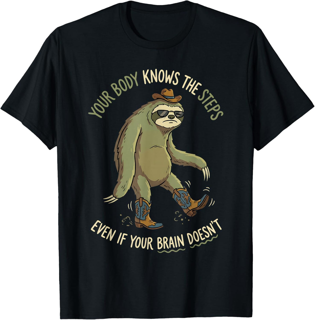 Line Dance Sloth Line Dancing Line Dancer T-Shirt - Black