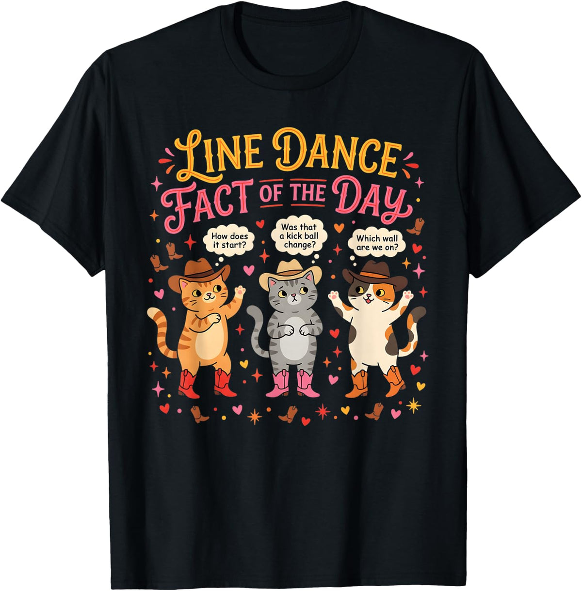 Line Dancing Cat Line Dance Line Dancer T-Shirt - Black