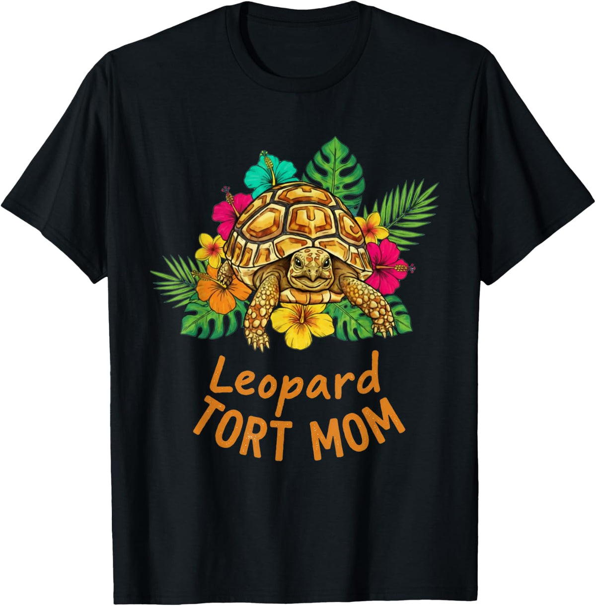 Leopard Tort Mom Tortoise Gift for her T-Shirt - Black