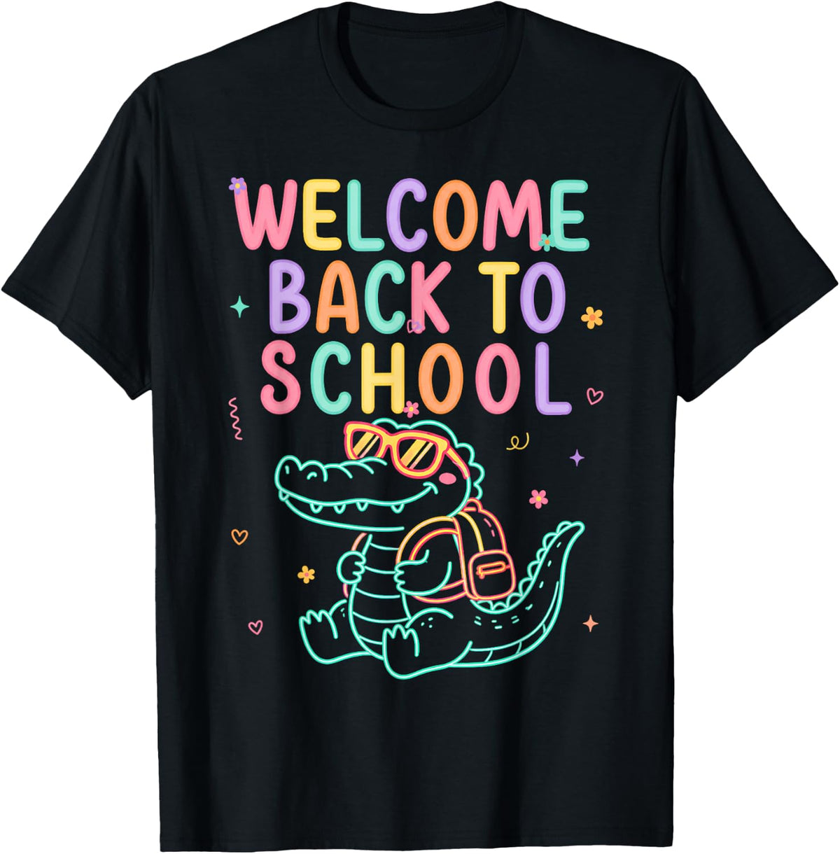Welcome Back to School Teacher Summer Gator First Day School T-Shirt - Black