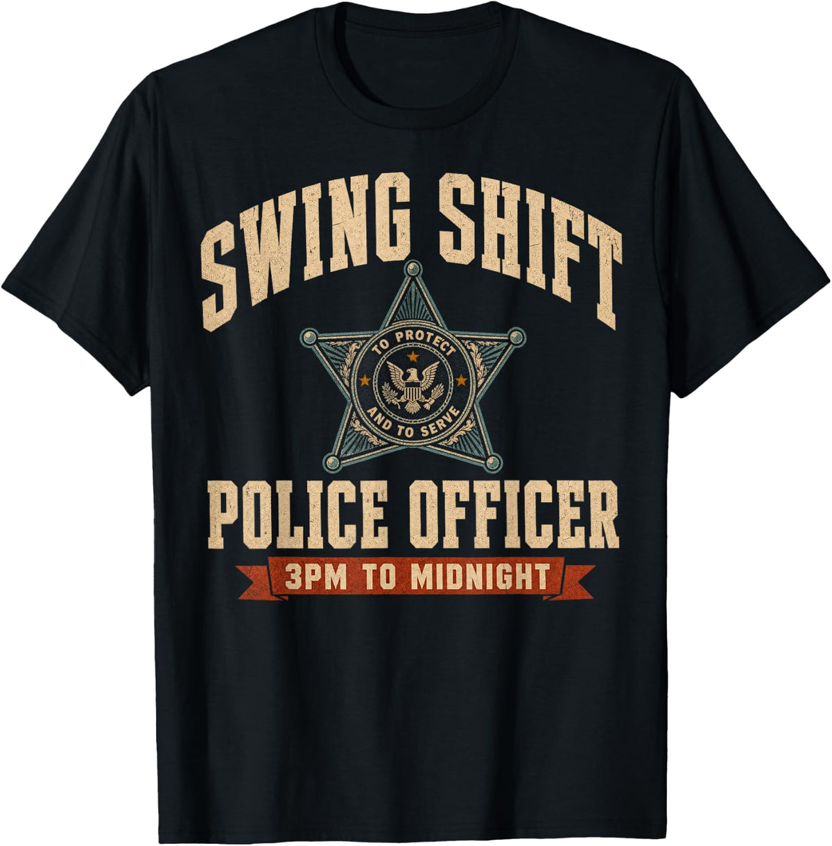 Swing Shift Police Officer 3PM to Midnight T-Shirt - Black