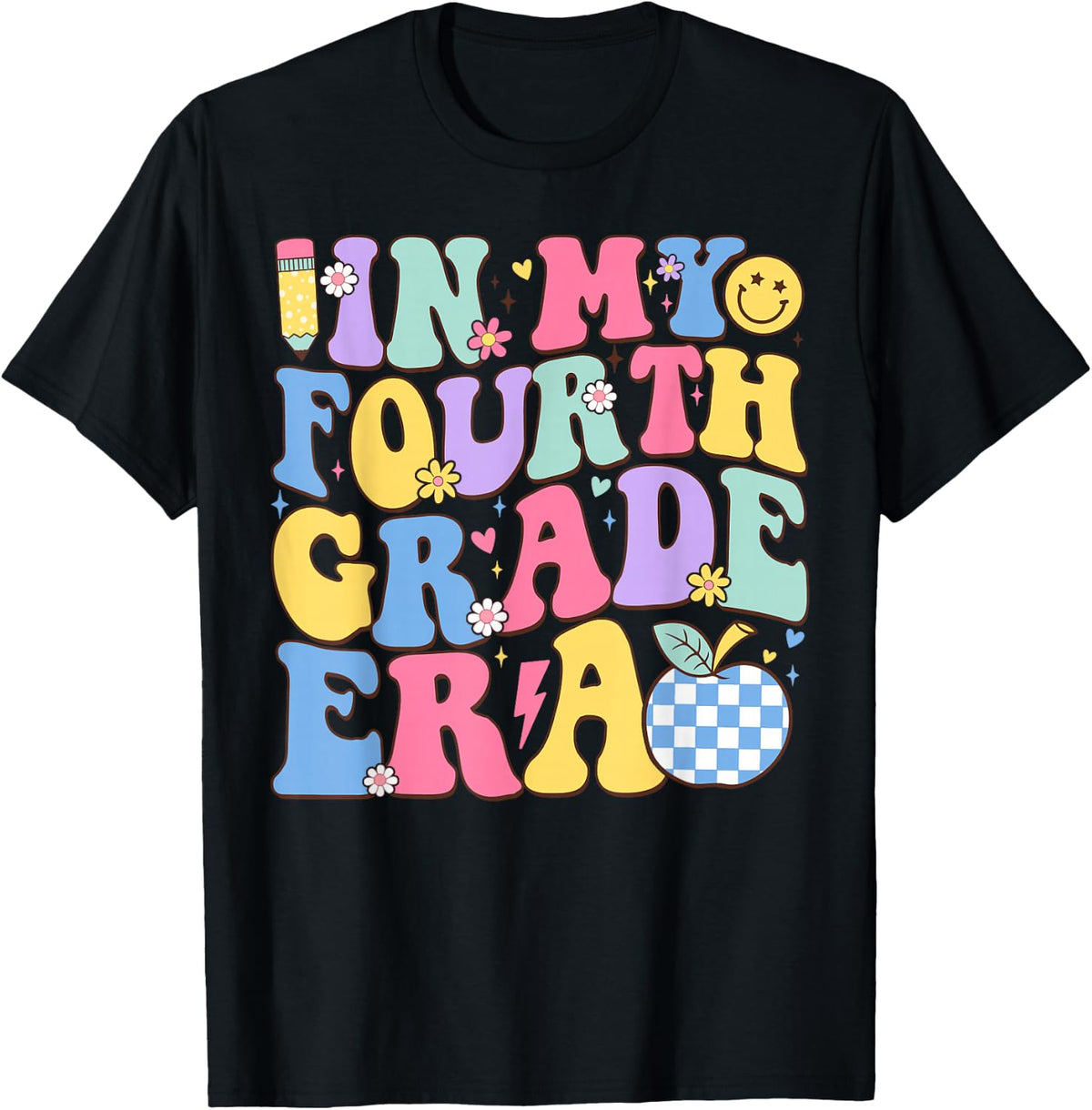 Groovy In My Fourth Grade Era 4th Grade Back to School T-Shirt - Black
