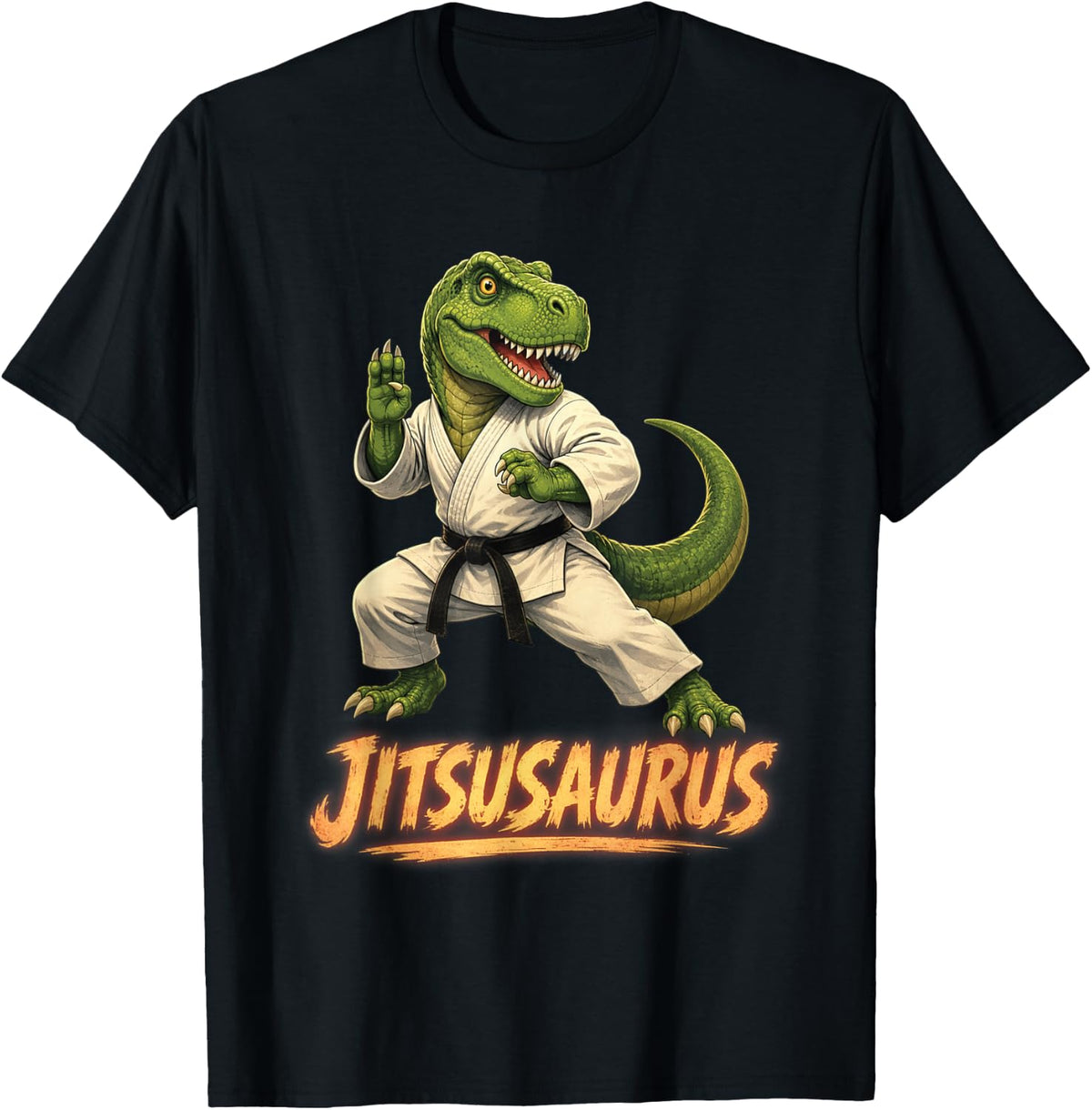 Jitsusaurus Dinosaur Jiu Jitsu Martial Arts Funny T-Rex T-Shirt - Black