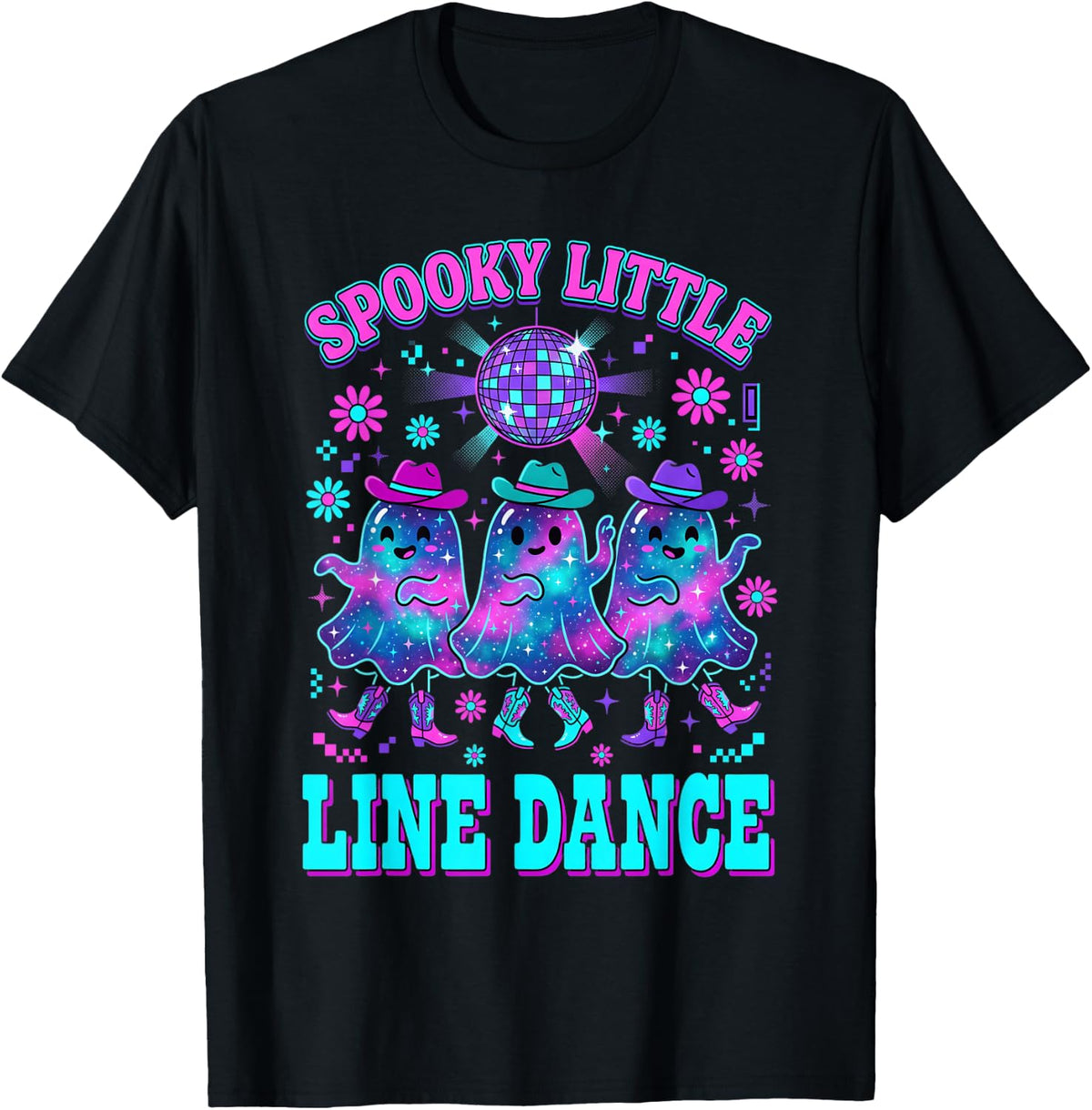 Line Dance Disco Ghost Line Dancing Line Dancer T-Shirt - Black