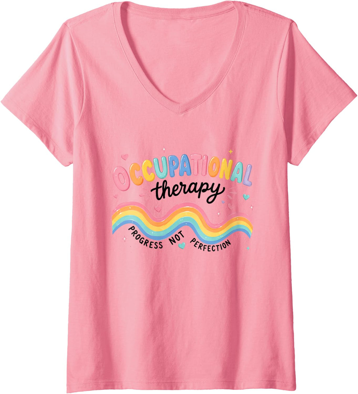 Women's Occupational Therapy Progress Not Perfection Future OT V-Neck T-Shirt - Pink