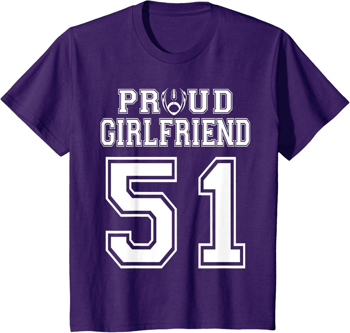Custom Proud Football Girlfriend Number 51 Personalized T-Shirt - Purple