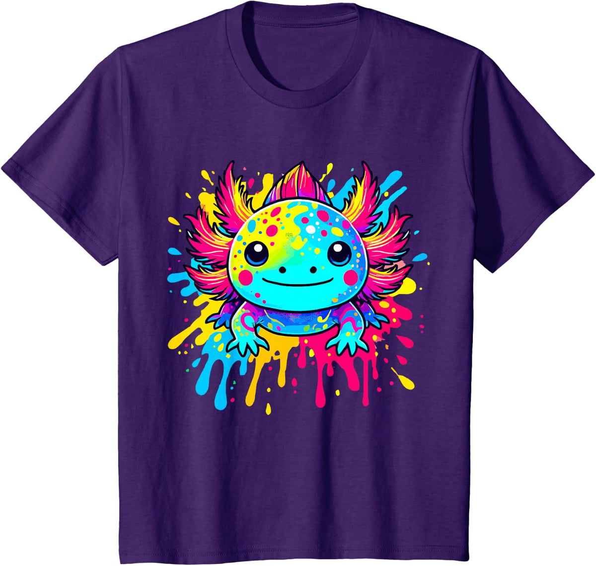 Axolotl Animal Pop Art Cute Axolotl Lover T-Shirt - Purple