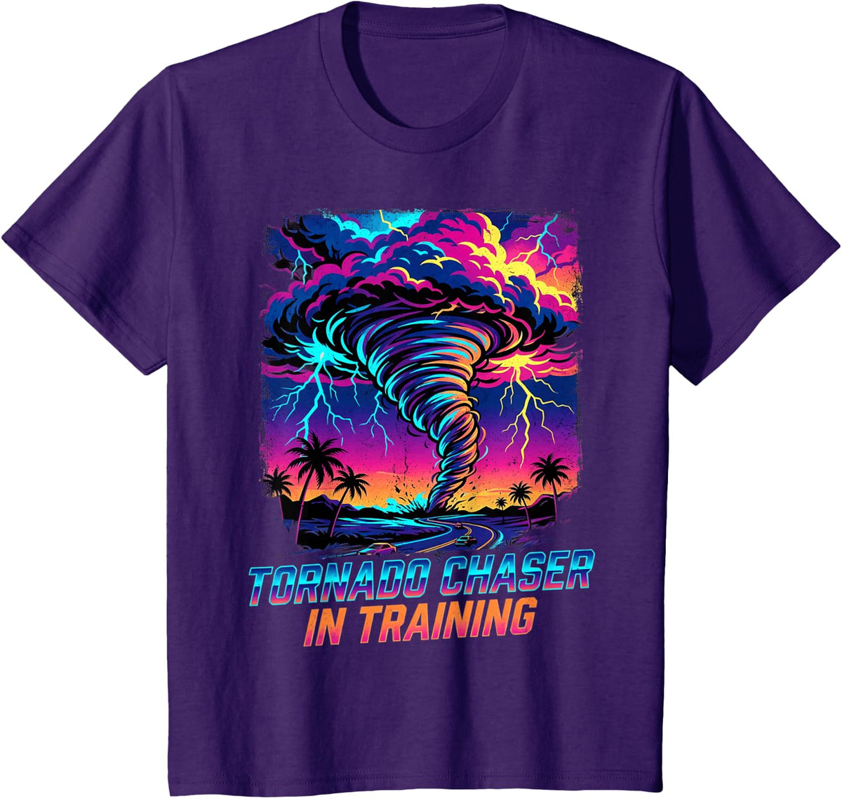 Tornado Chaser in Training Storm Chasing Meteorologist Retro T-Shirt - Purple
