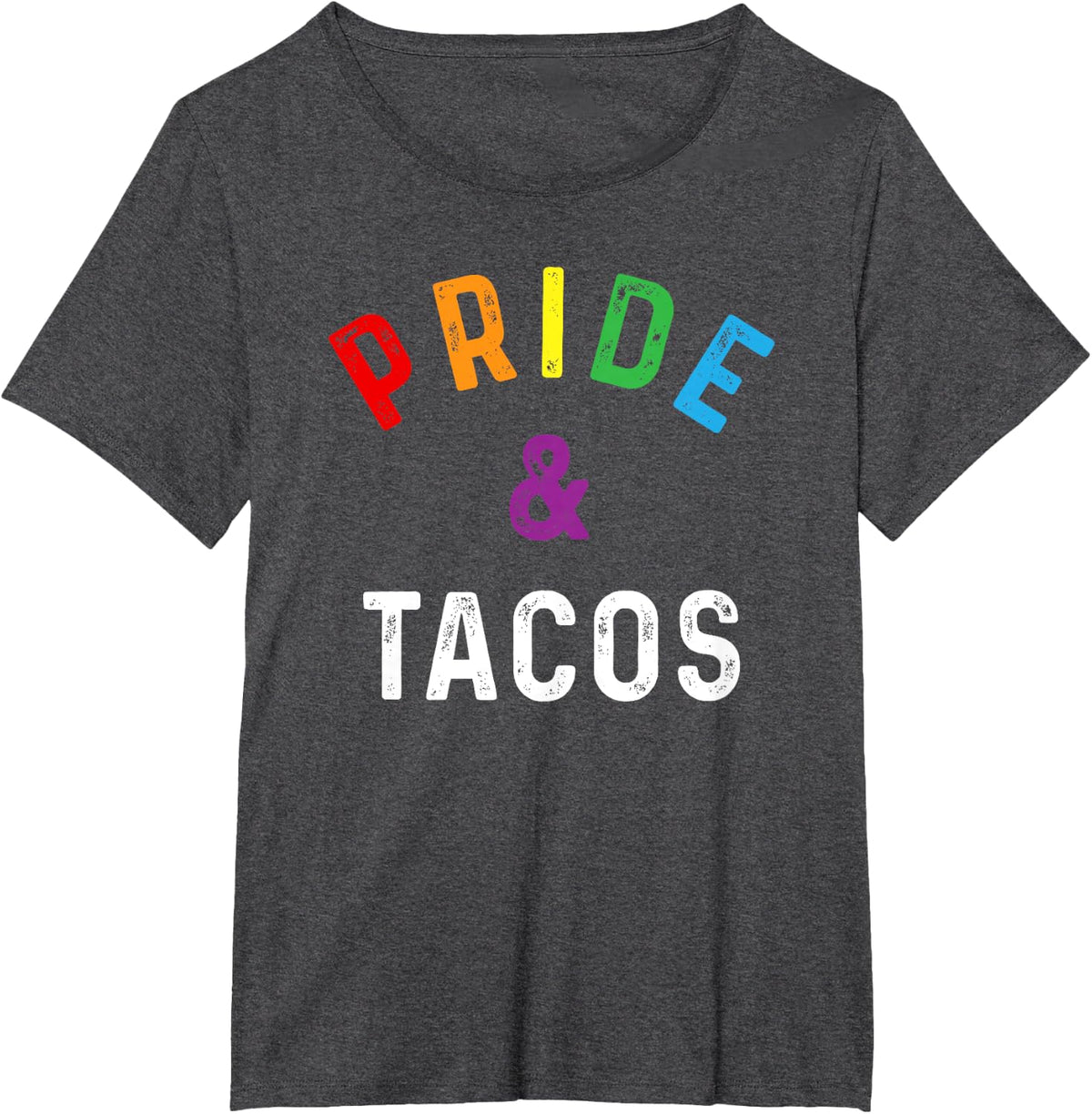 Pride & Tacos LGBT LGBTQ Gay Pride Rainbow Flag Taco Lover T-Shirt - Dark Heather Grey