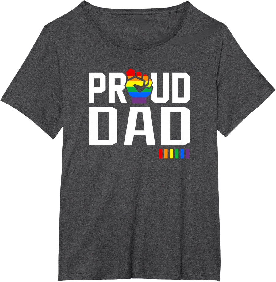 Proud Dad Gay Pride Month LGBTQ T-Shirt T-Shirt - Dark Heather Grey