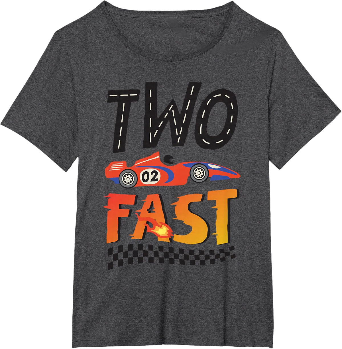 2 Fast Race Car Two Year Old Birthday Boy Racing 2nd Bday T-Shirt - Dark Heather Grey