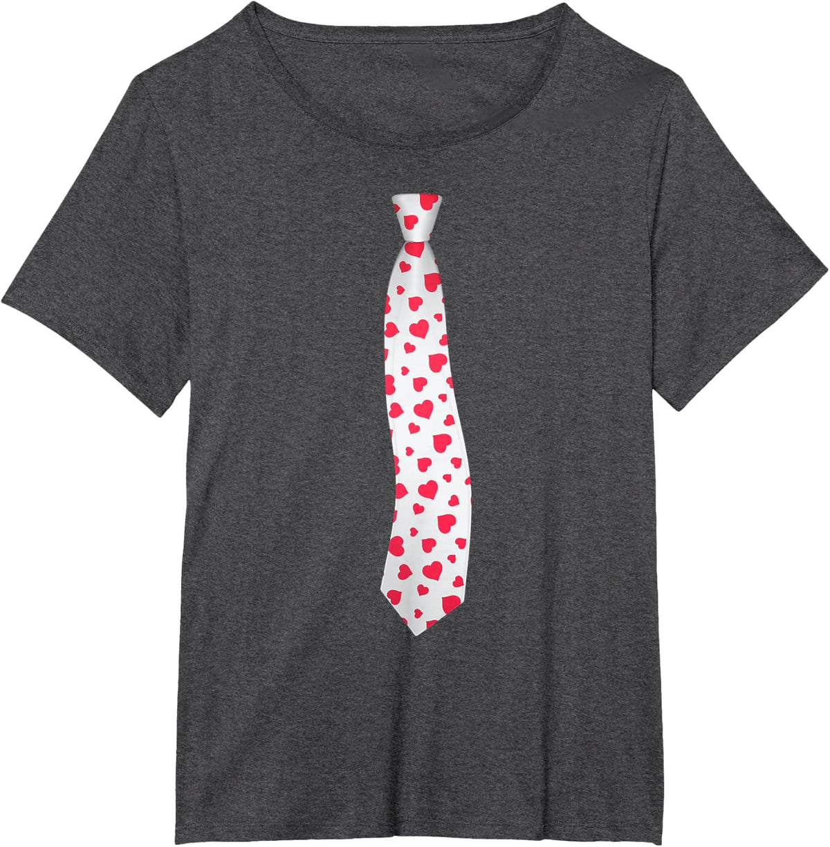 Red Heart Tie Funny Valentine's Day Men Boys T-Shirt - Dark Heather Grey