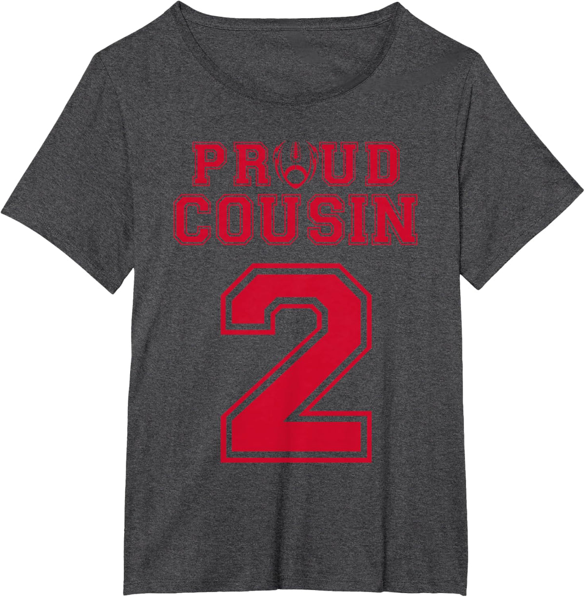 Custom Proud Football Cousin Number 2 R Personalized T-Shirt - Dark Heather Grey