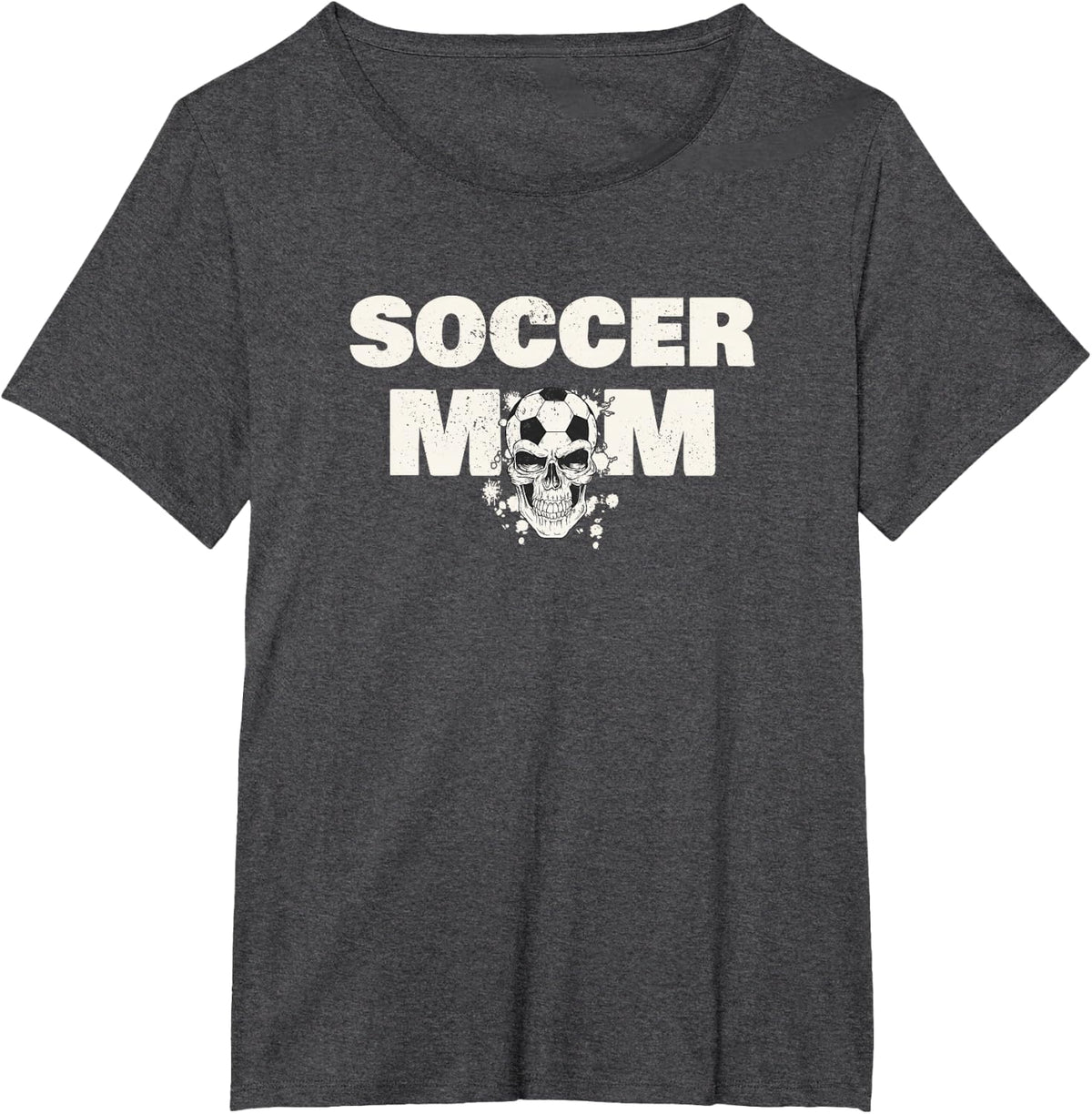 Soccer Mom Mother Football Playing Skull Goal T-Shirt - Dark Heather Grey