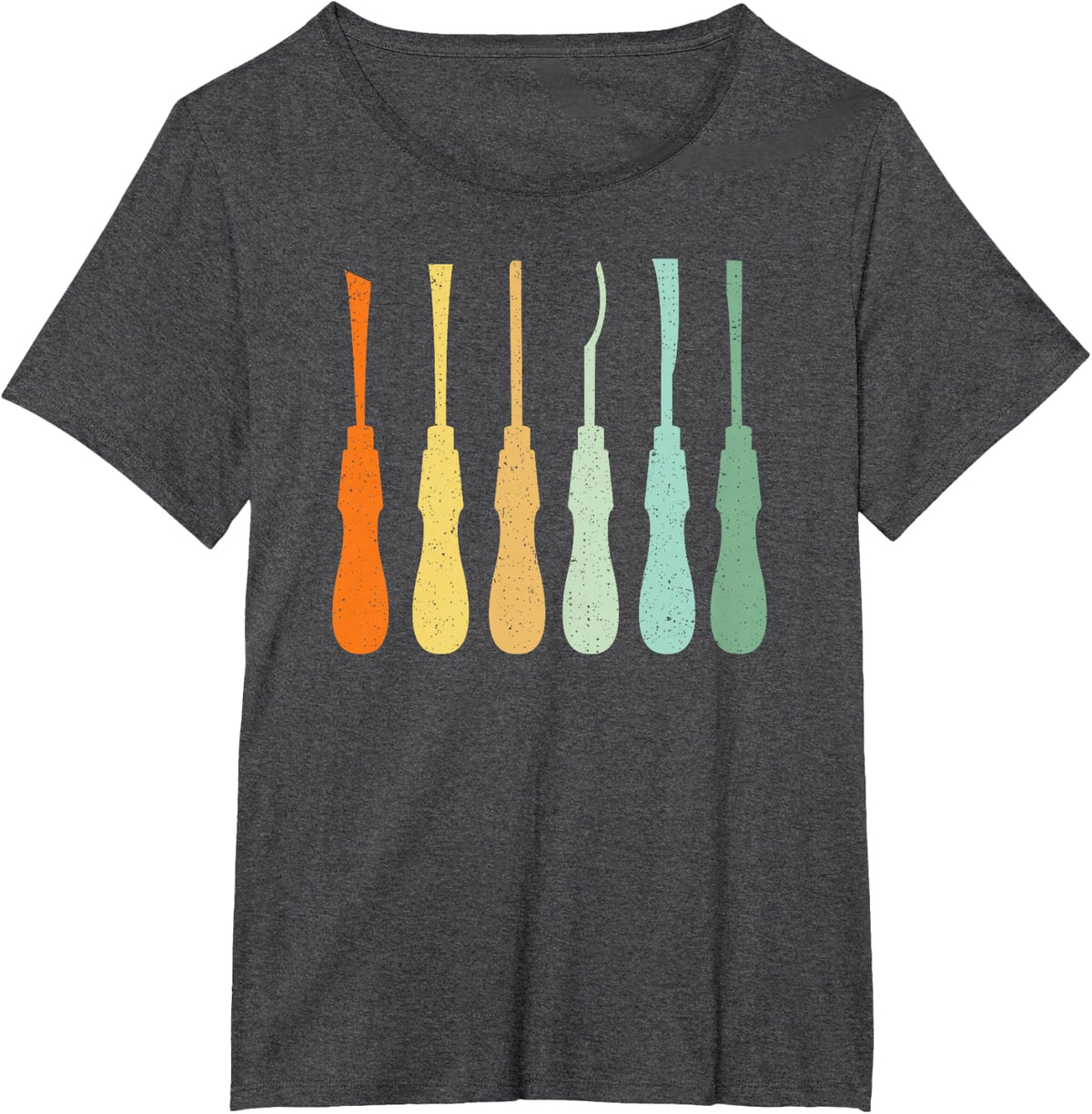 Retro tools - wood carving and wood wittling gift T-Shirt - Dark Heather Grey