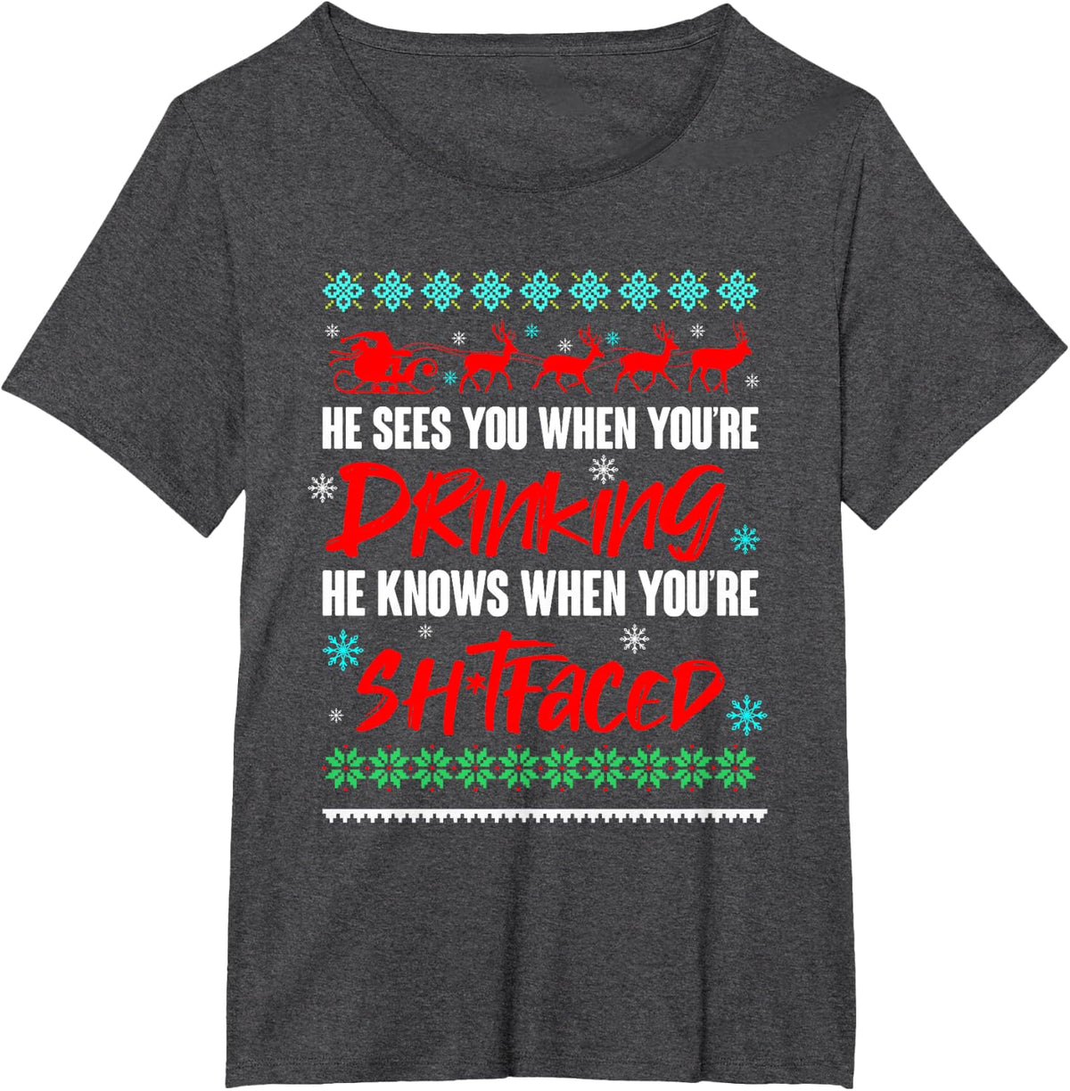 Hilarious Christmas Sweater Party Joke XMAS Shirts Unisex-Adults Black Small Modern Hooded Crew Neck Long Sleeve T-Shirt He