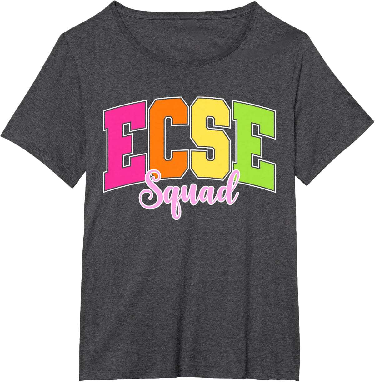 ECSE Squad Early Childhood Special Education ECSE Teacher T-Shirt - Dark Heather Grey