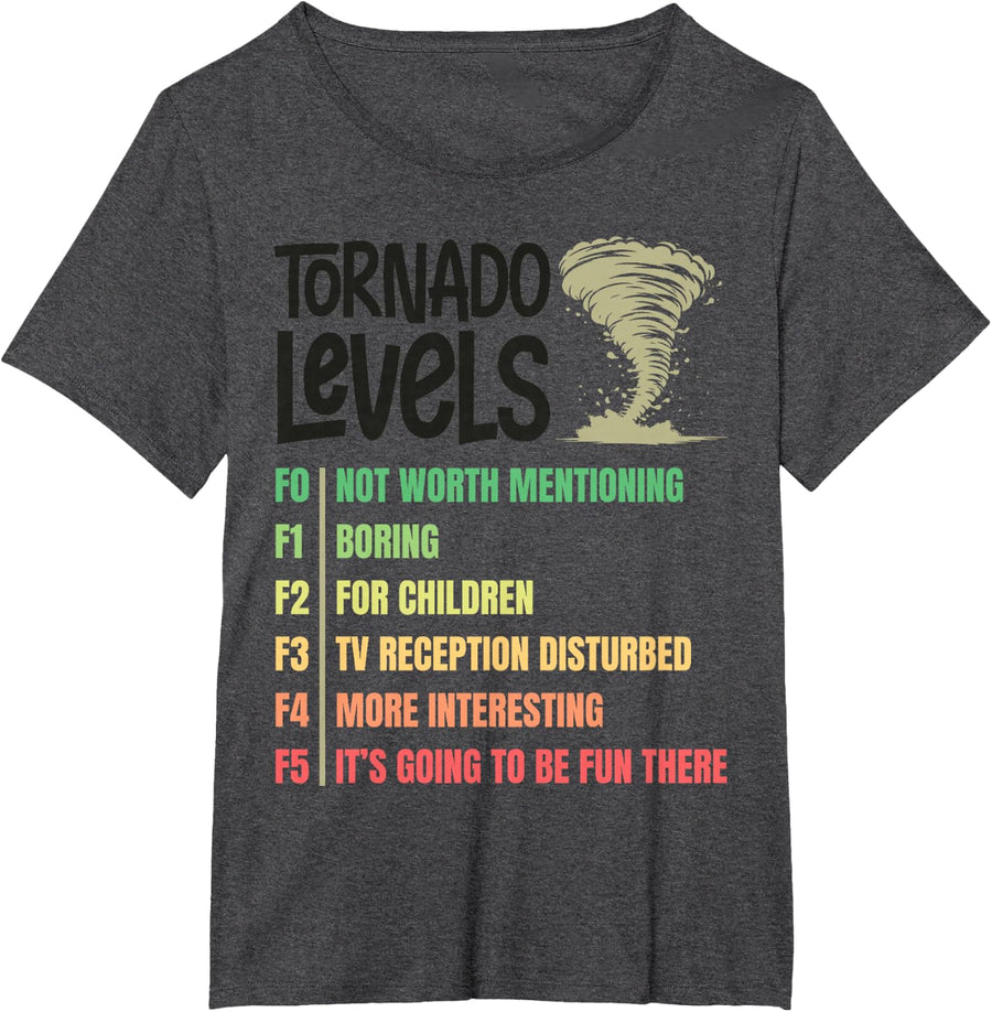 Tornado Levels Funny Meteorology Men Boys Tornado Enthusiast T-Shirt - Dark Heather Grey