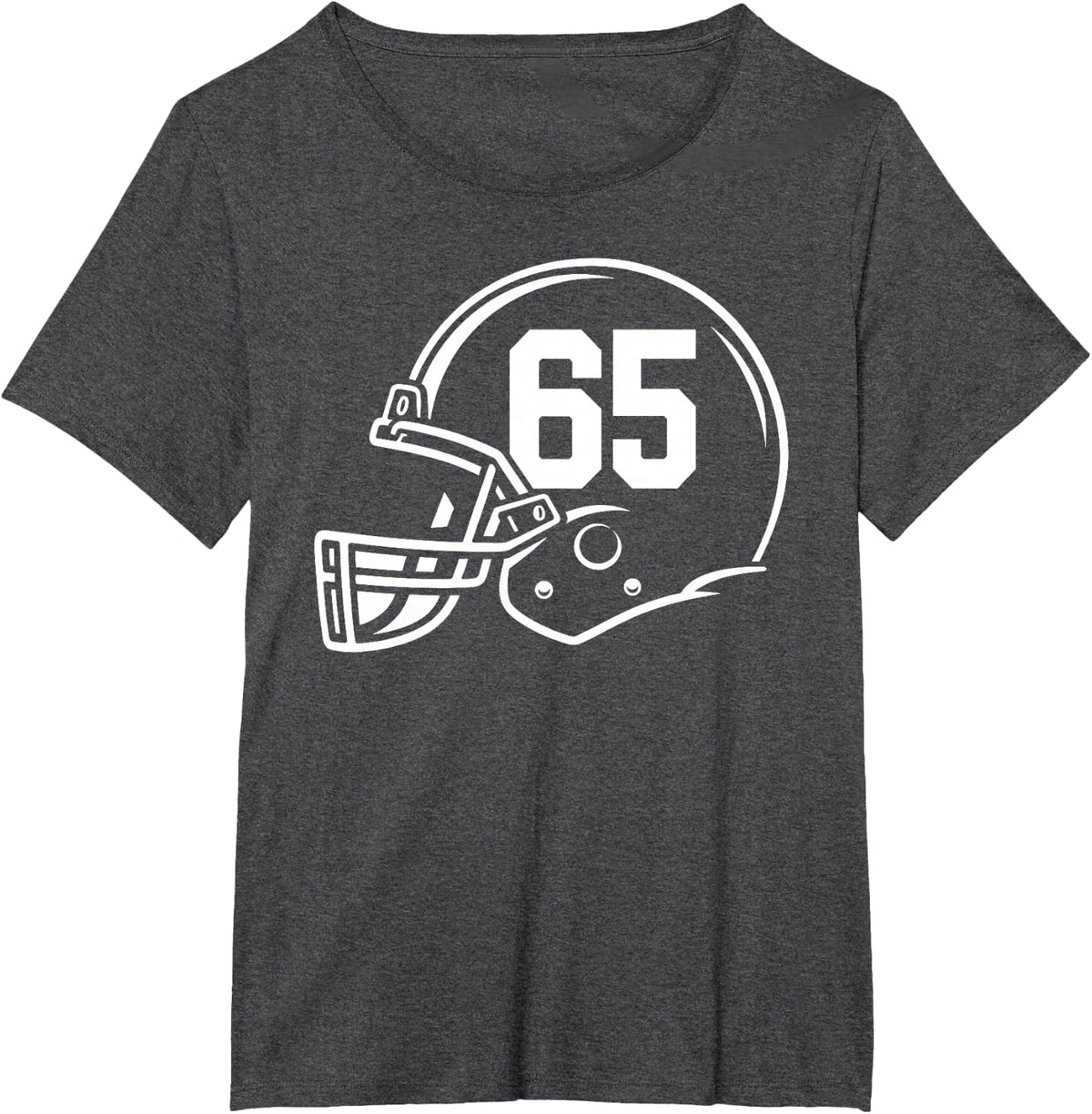 Football Number 65 Vintage Player Retro Helmet Mom Dad Fan T-Shirt - Dark Heather Grey