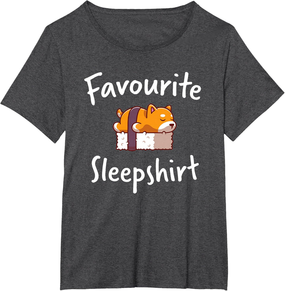 Dog Sushi Shiba Inu Sleeping Sleep Pajama Pyjama Nightgown T-Shirt - Dark Heather Grey