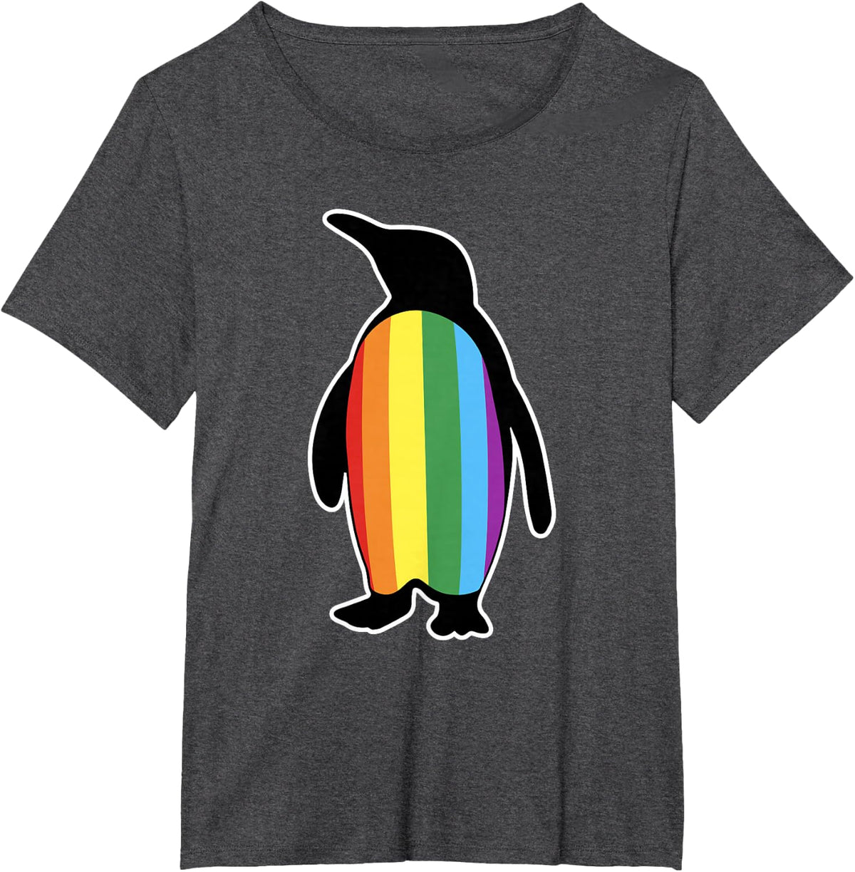 LGBT LGBTQ Gay Pride Rainbow Flag Penguin T-Shirt - Dark Heather Grey
