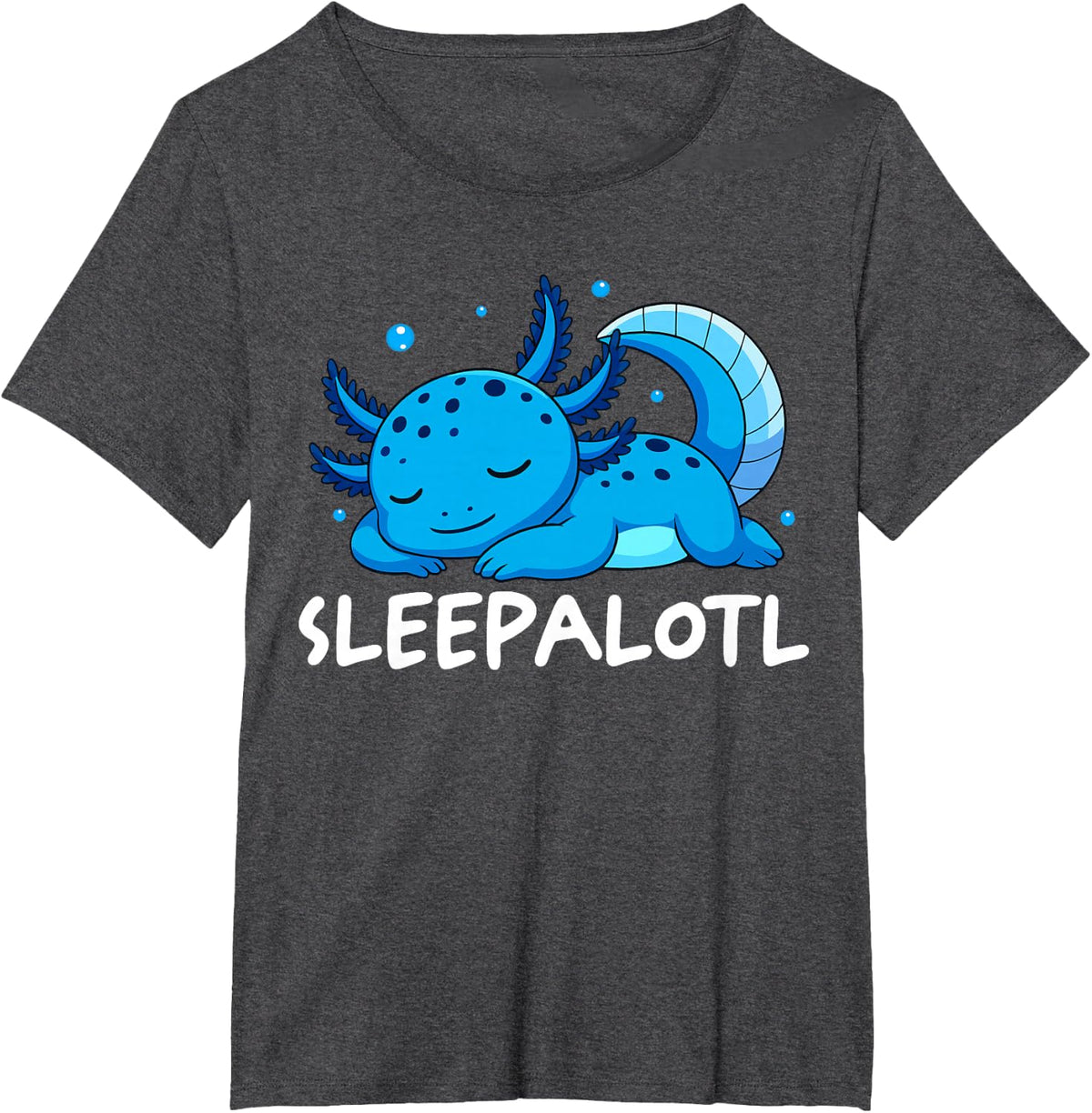 Sleepalotl Axolotl Sleeping Sleep Tee T-Shirt for Kids and Adults - Dark Heather Grey