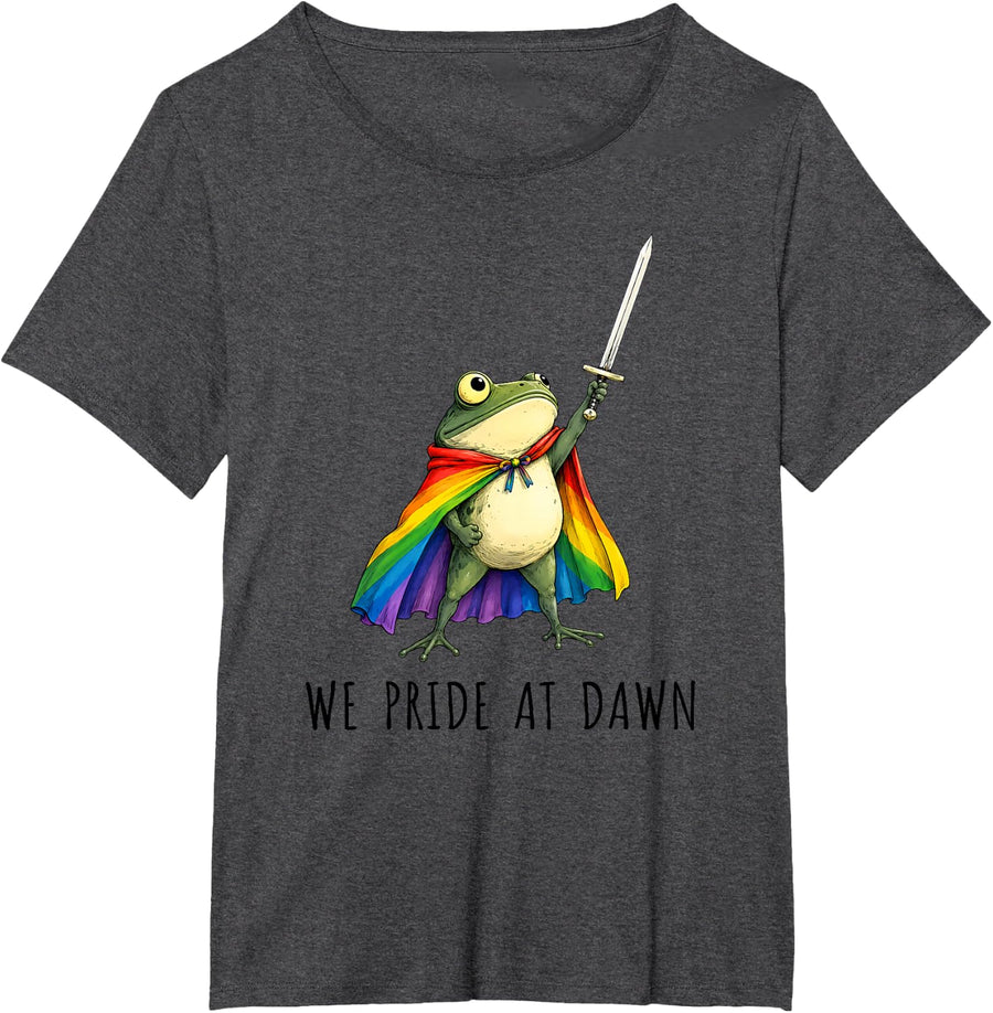 We Pride At Dawn Funny Frog LGBTQ Support Tees T Shirts Pride Month Gifts - Dark Heather Grey