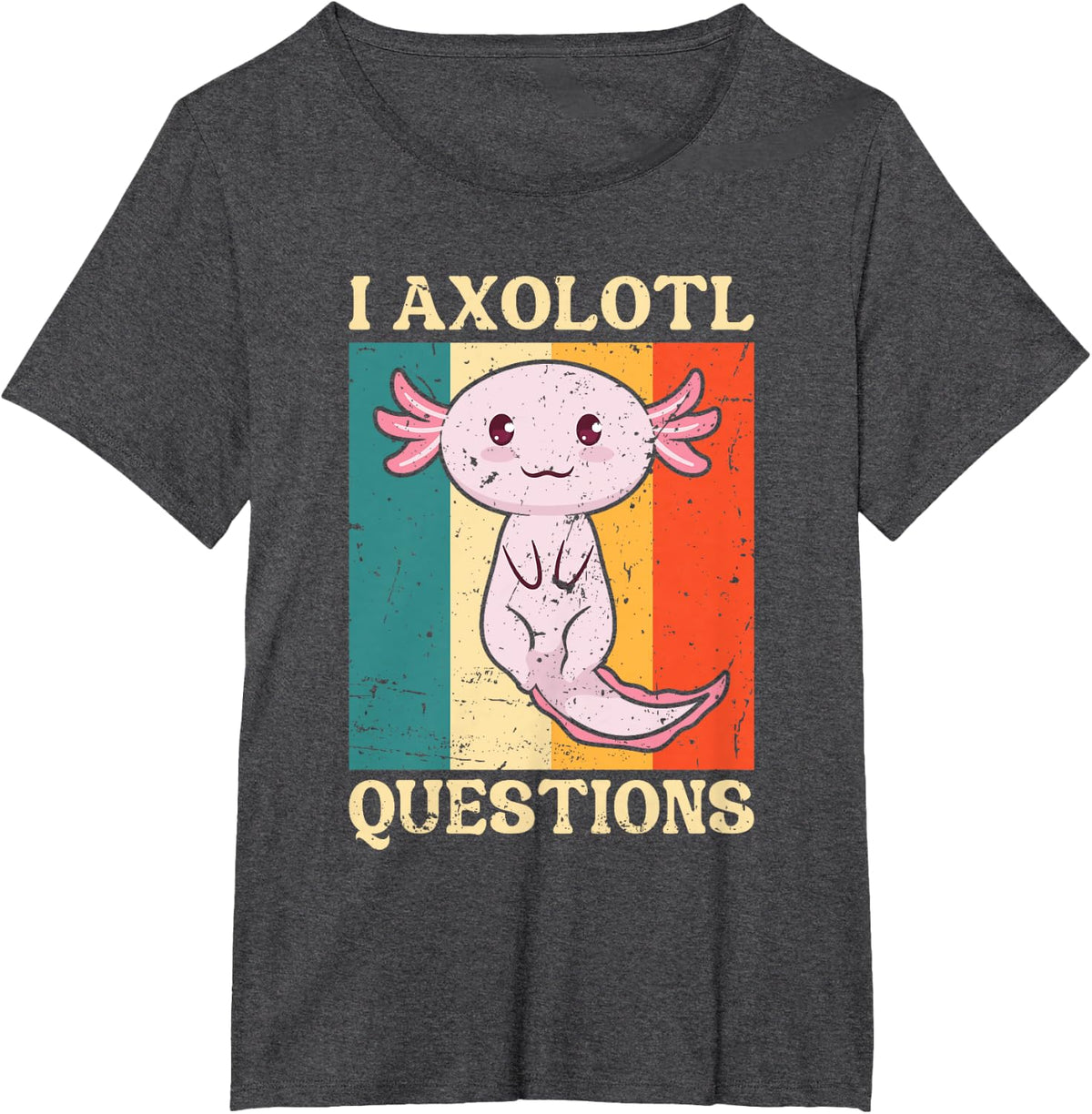 Cute Axolotl Retro Vintage T-Shirt - Dark Heather Grey