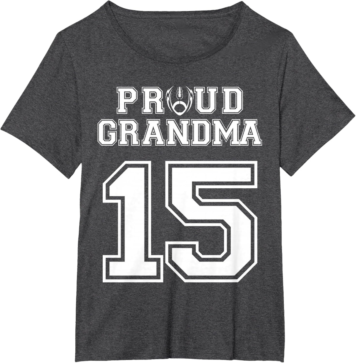 Custom Proud Football Grandma Number 15 Personalized T-Shirt Tee For Women - Dark Heather Grey