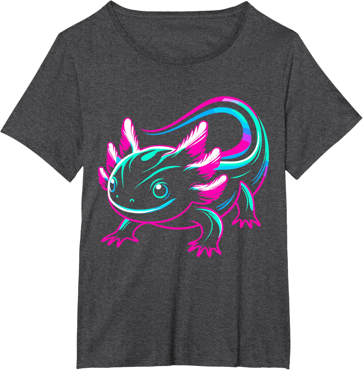 Neon Axolotl T-Shirt - Dark Heather Grey