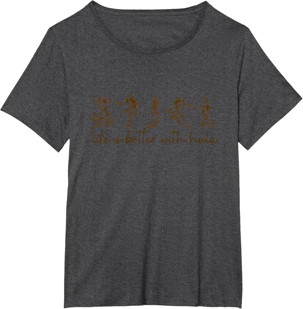 Life is Better with Hula Line Art Dancers Design Hawaiian T-Shirt - Dark Heather Grey