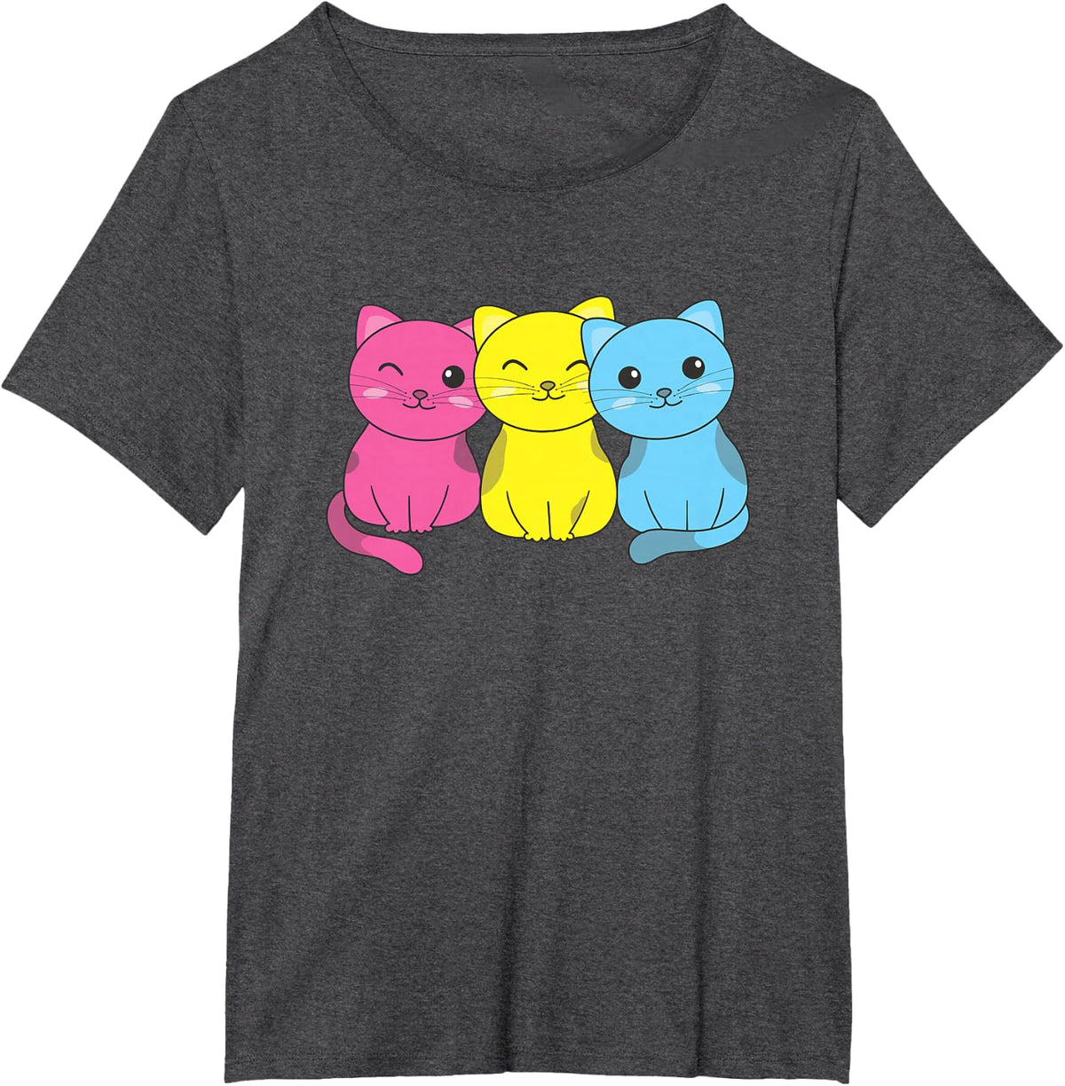 Pansexual Flag Pan Pride LGBTQ Cats Pansexual cat T-Shirt - Dark Heather Grey
