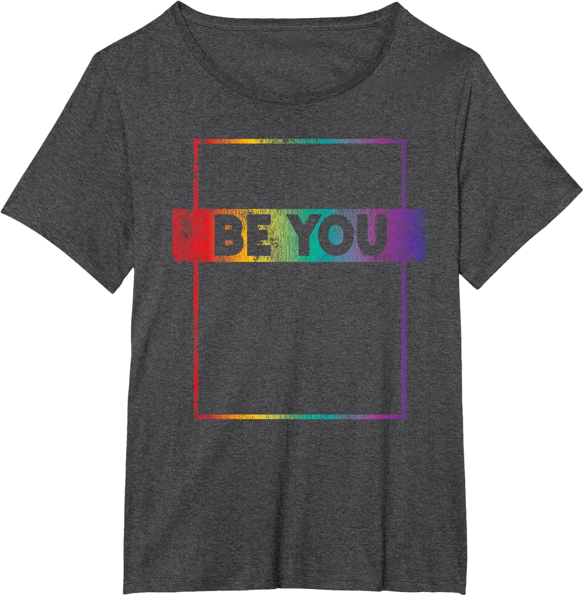 Retro Vintage LGBT Pride Rainbow Be You T-Shirt - Dark Heather Grey