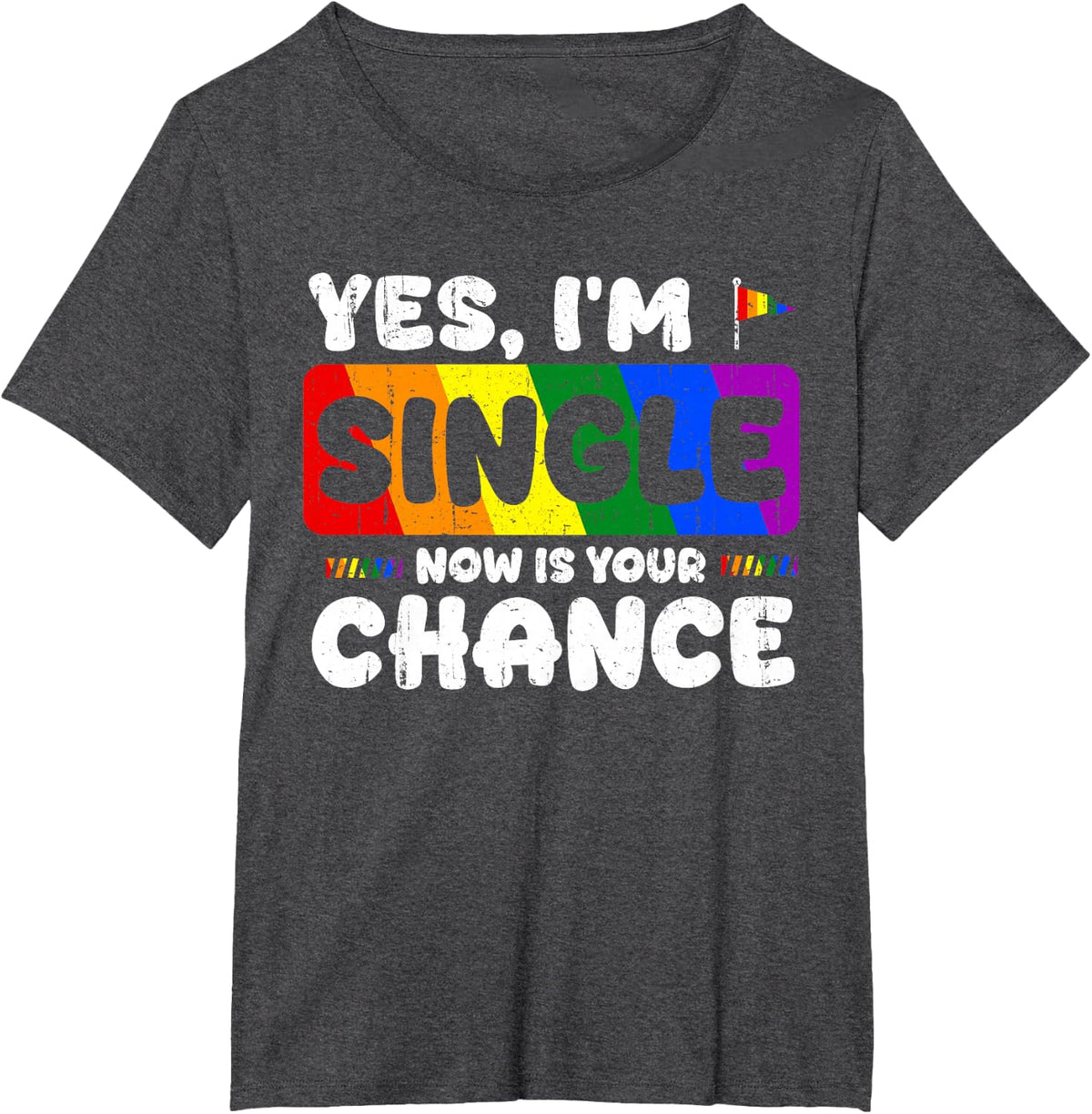 Single LGBT Rainbow Flag LGBTQ Month Lesbian Pride Gay Ally T-Shirt - Dark Heather Grey