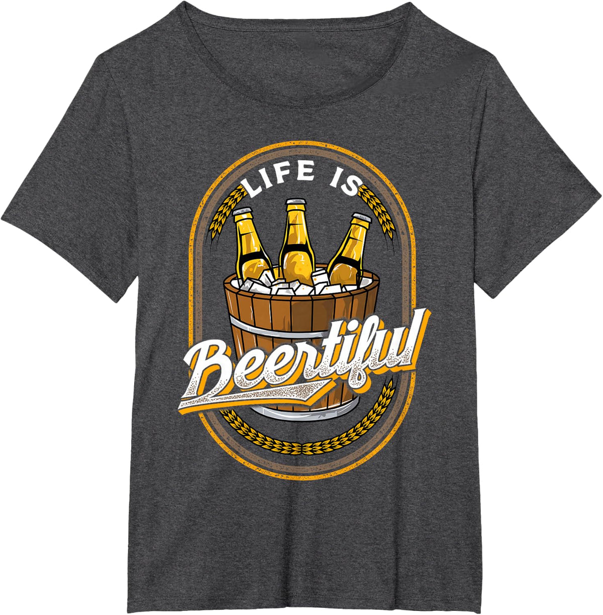 Beertiful Funny Vintage Beer Bottle Design for Beer Lovers T-Shirt - Dark Heather Grey