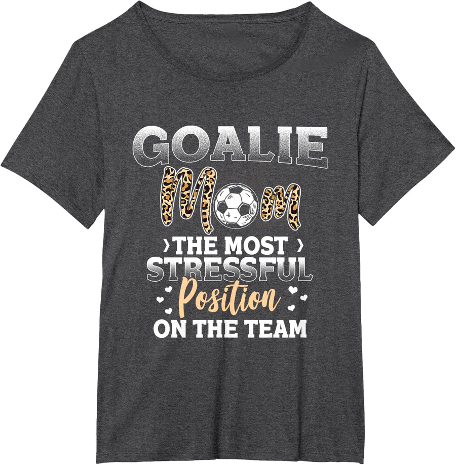 Soccer Lover Leopard Pattern Soccer Mom of Goalkeeper Goalie T-Shirt - Dark Heather Grey
