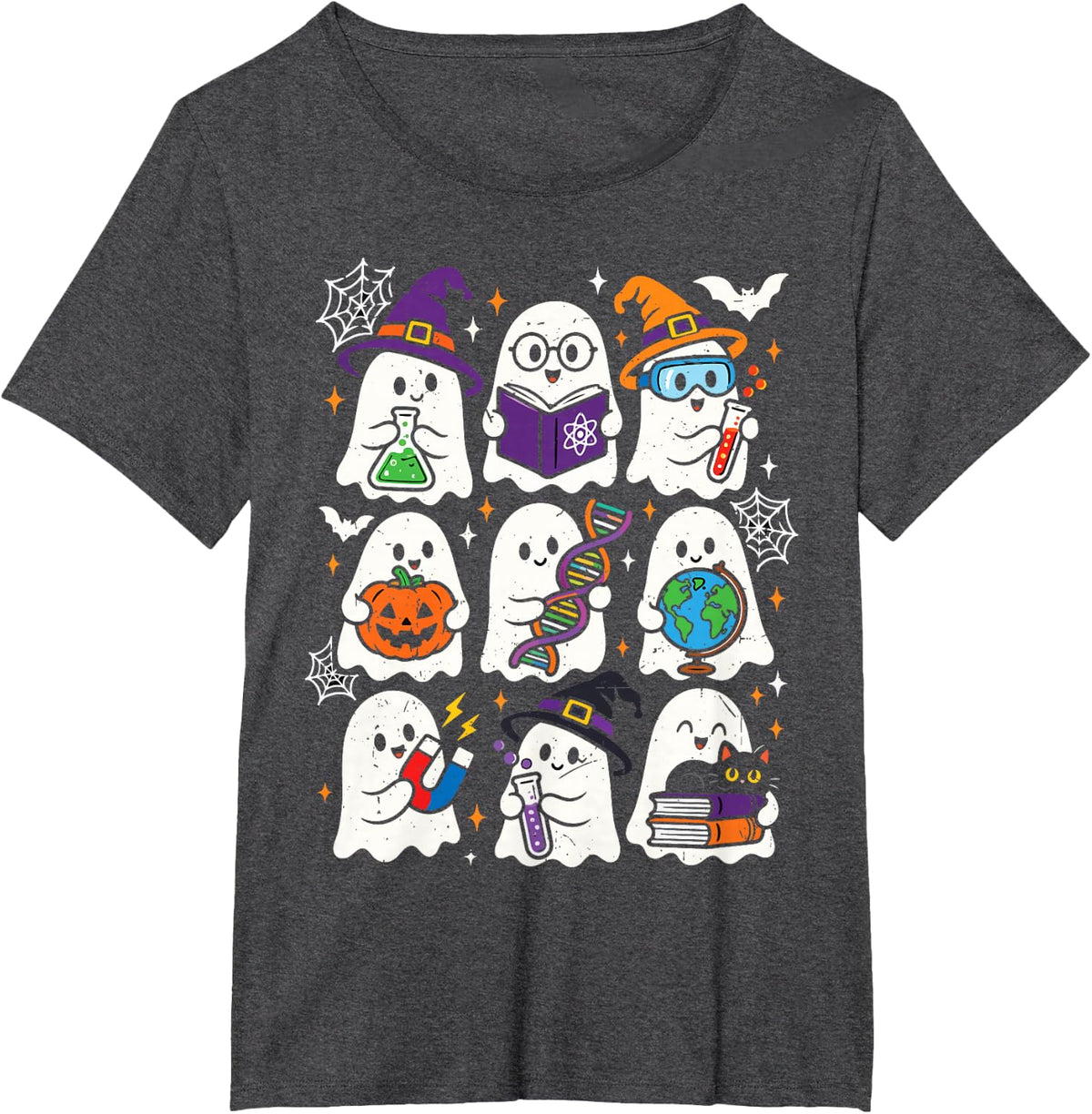 Laboratory Ghost Science Teacher Halloween Costume Scientist T-Shirt - Dark Heather Grey