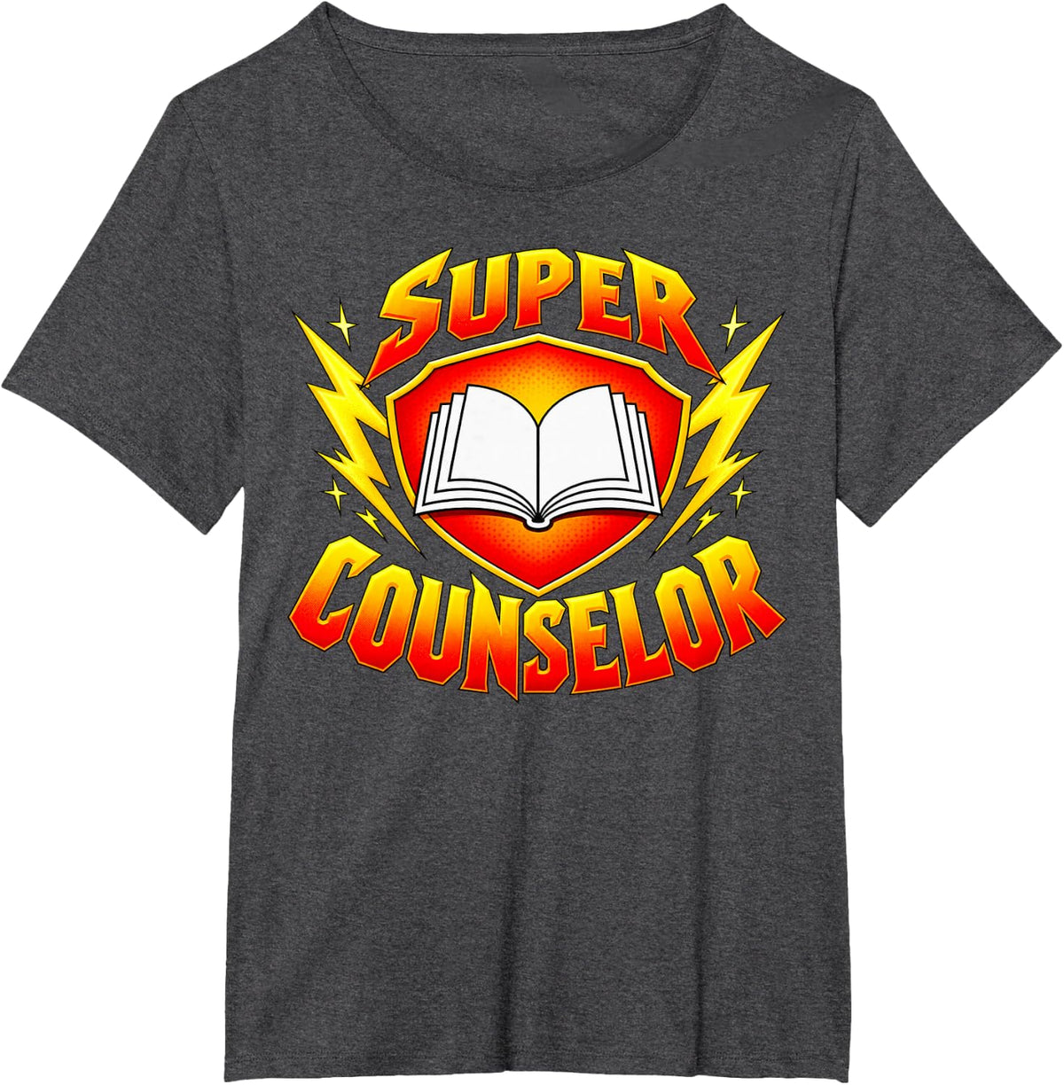 Super Counselor Superhero Shield Back to School Tees T-Shirt - Dark Heather Grey